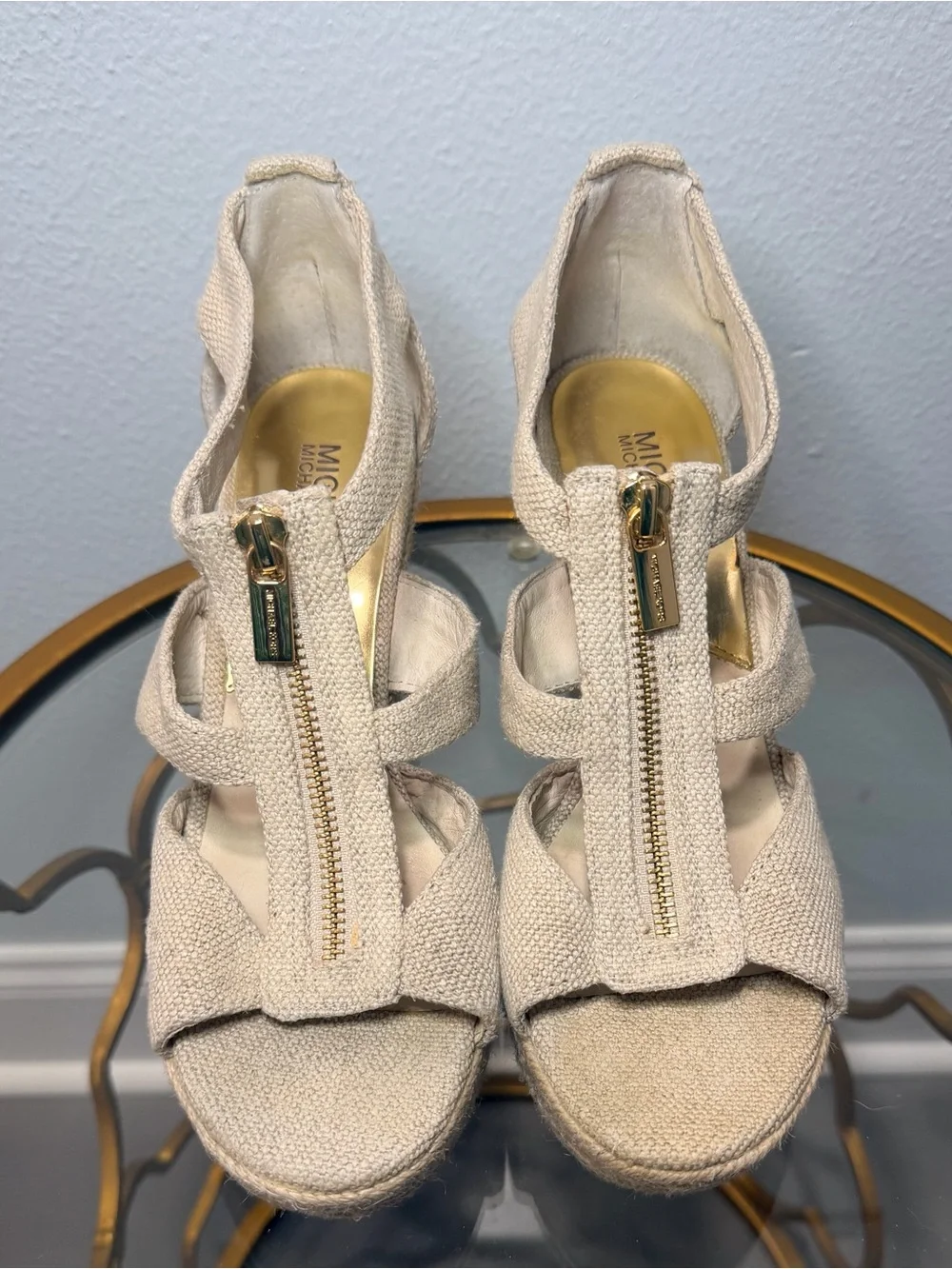 Michael Kors Damita Wedge Espadrilles in Natural Canvas Size 8